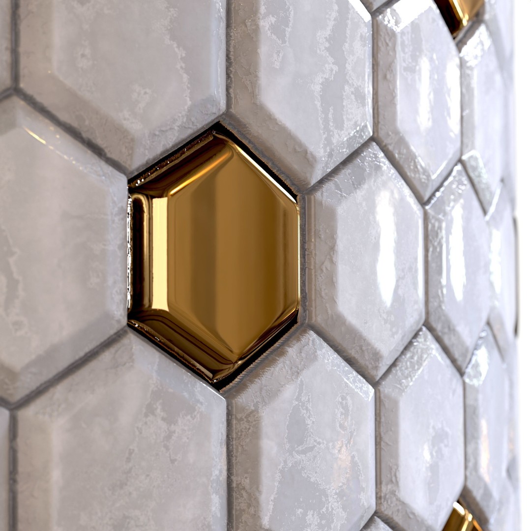 Steel and Marble Tile 3D Model – PBR Texture, 4 Colors, OBJ/MTL - View 9