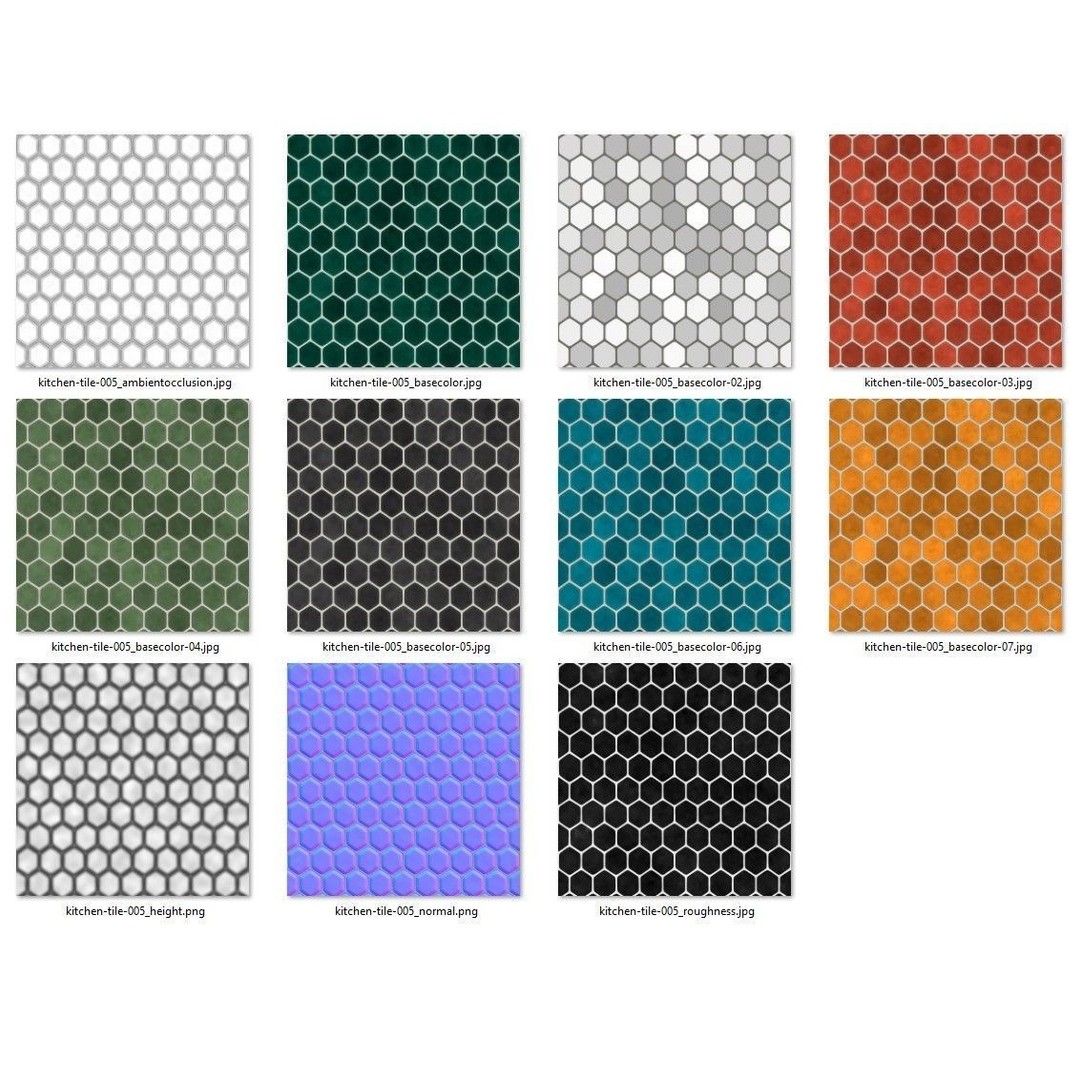 Kitchen Glaze Tile 3D Model – PBR Texture, 7 Colors, OBJ & Max