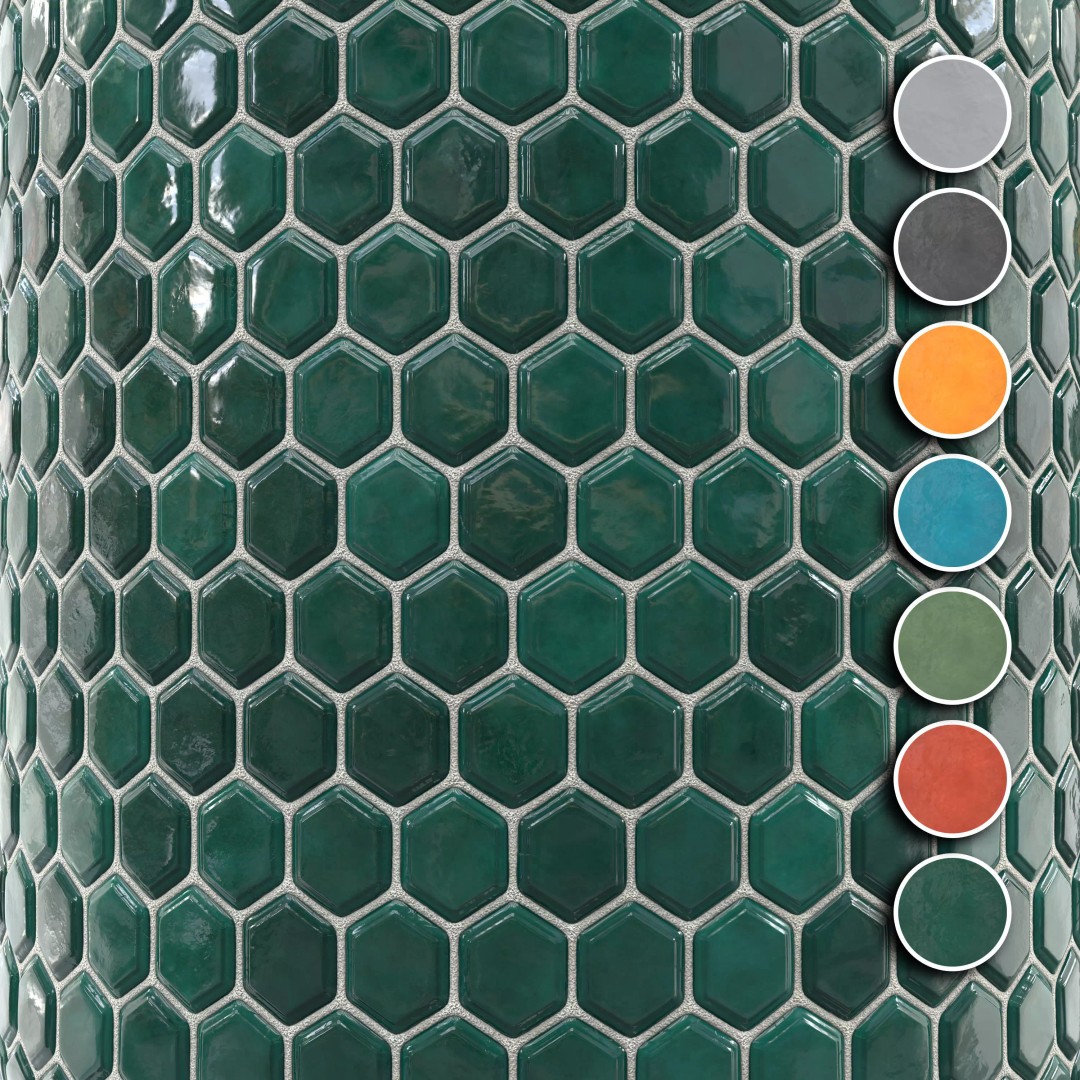 Kitchen Glaze Tile 3D Model – PBR Texture, 7 Colors, OBJ & Max - View 2