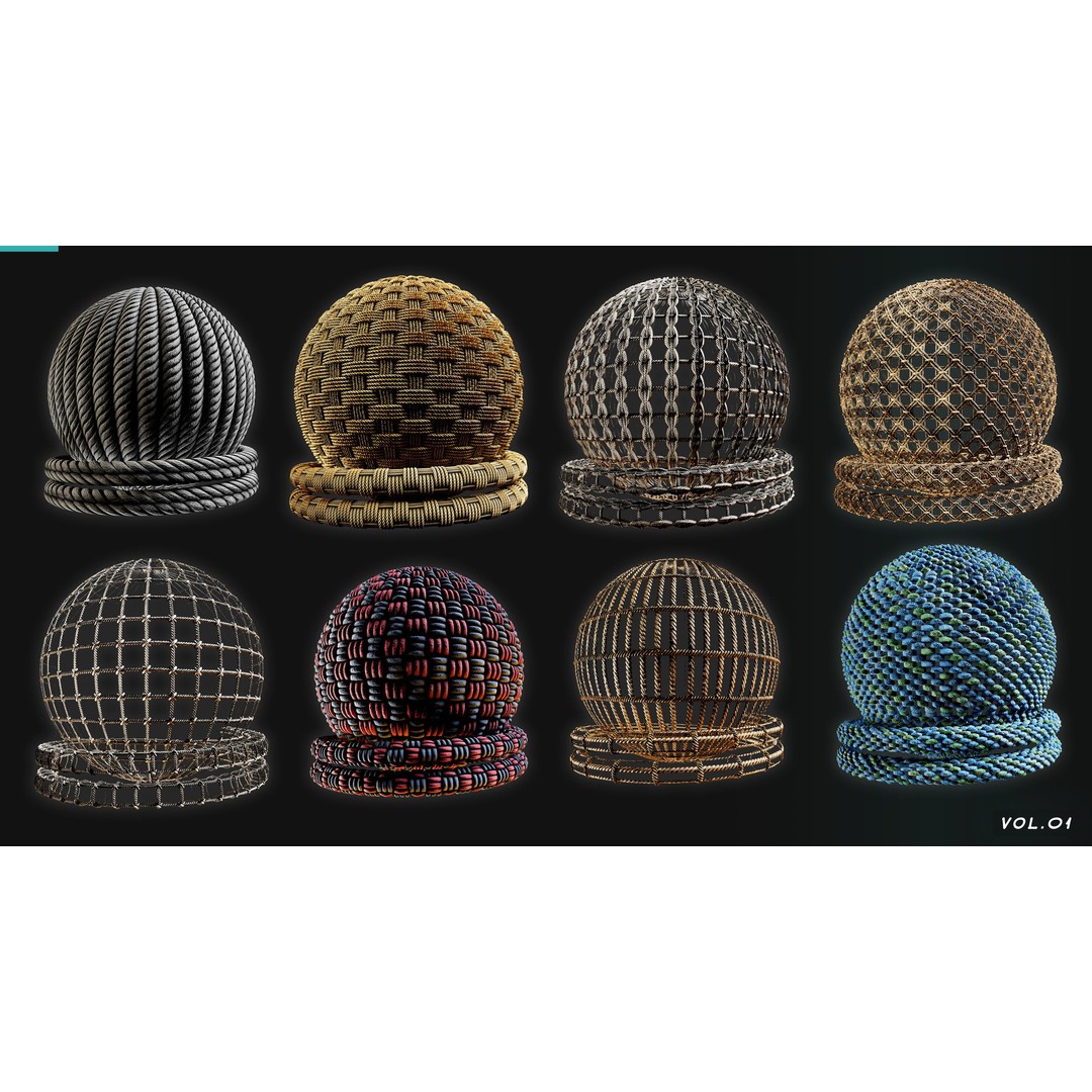 Rope and Cables 3D Model – PBR Textures Pack, SBSAR, 4K - View 4