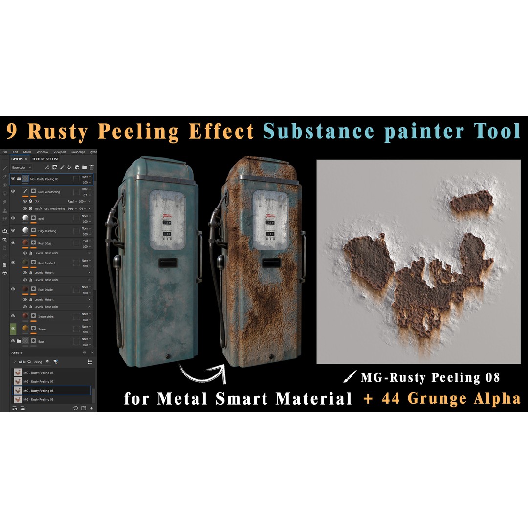 Rusty Peeling Effect Tool 3D Model – PBR Textures for Substance Painter - View 10