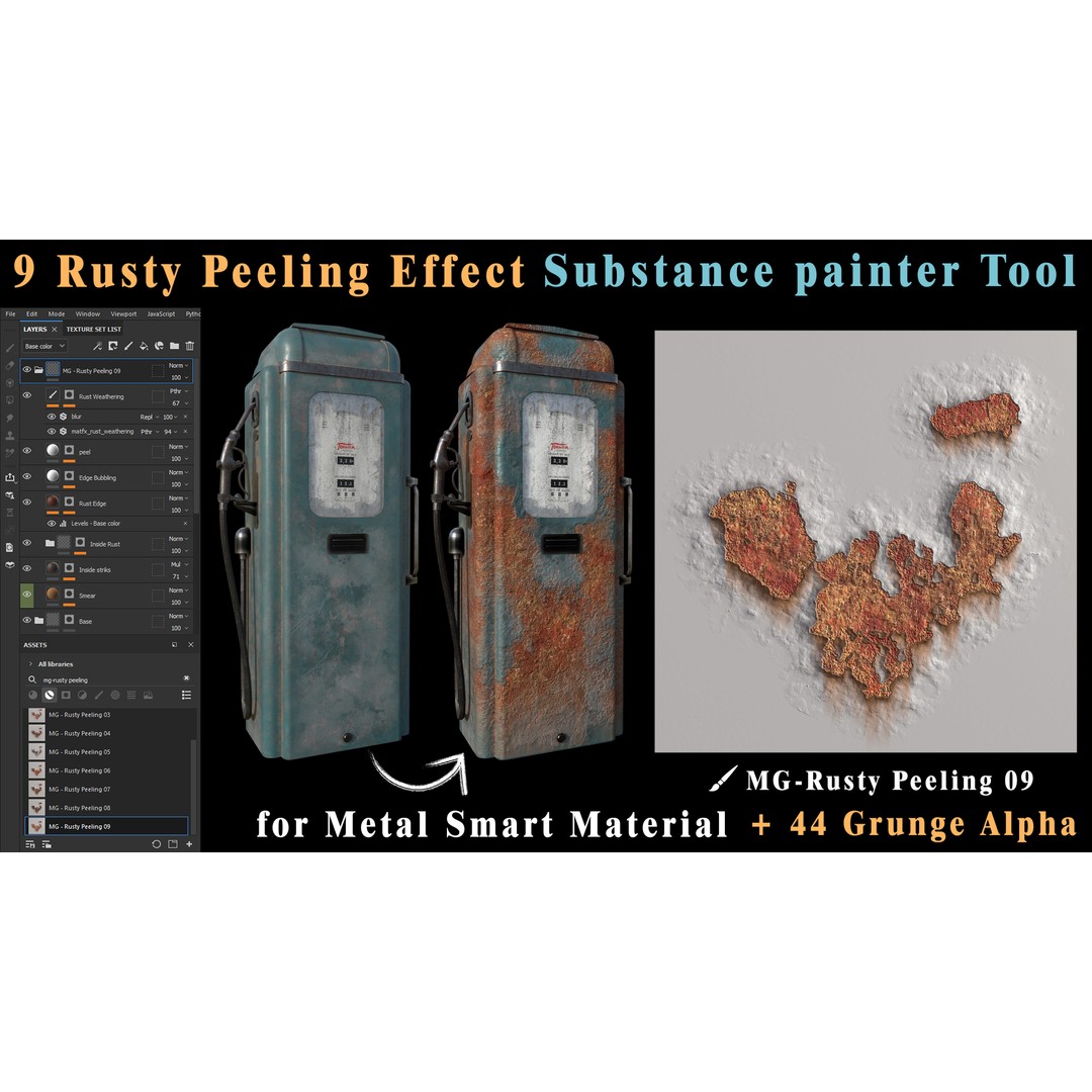 Rusty Peeling Effect Tool 3D Model – PBR Textures for Substance Painter - View 11
