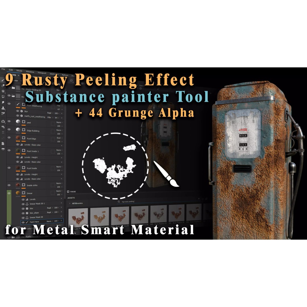 Rusty Peeling Effect Tool 3D Model – PBR Textures for Substance Painter - View 2