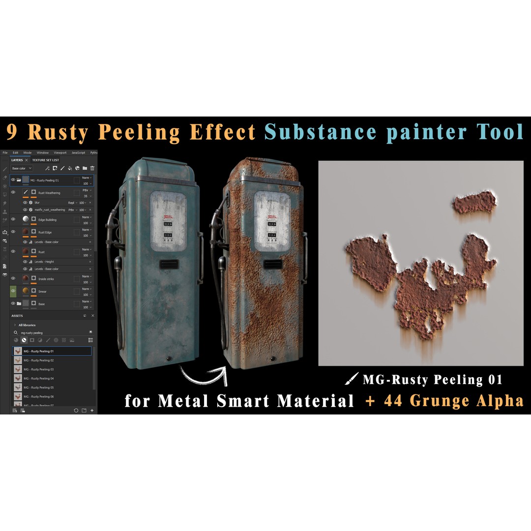 Rusty Peeling Effect Tool 3D Model – PBR Textures for Substance Painter - View 3