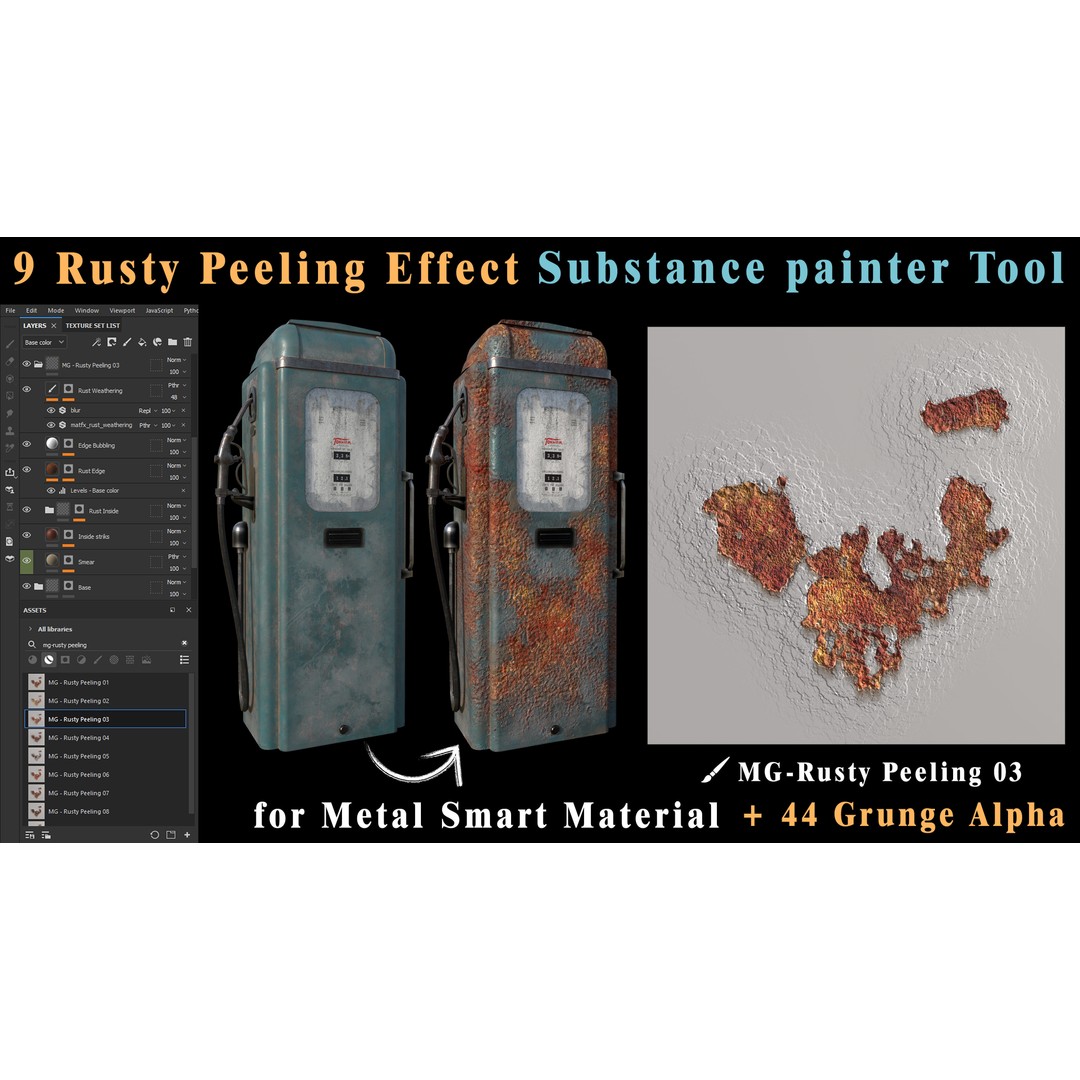 Rusty Peeling Effect Tool 3D Model – PBR Textures for Substance Painter - View 5