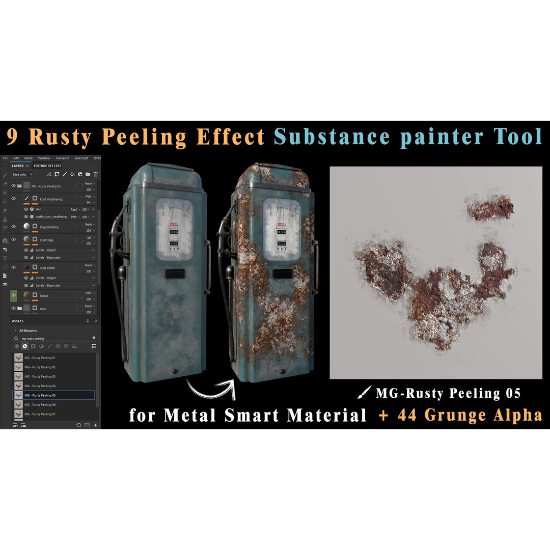 Rusty Peeling Effect Tool 3D Model – PBR Textures for Substance Painter - View 7