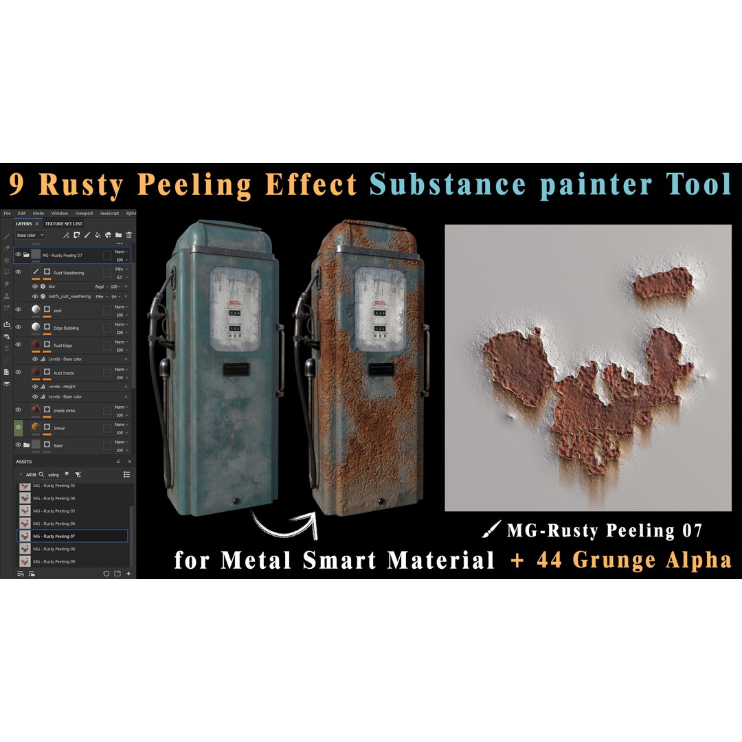 Rusty Peeling Effect Tool 3D Model – PBR Textures for Substance Painter - View 9