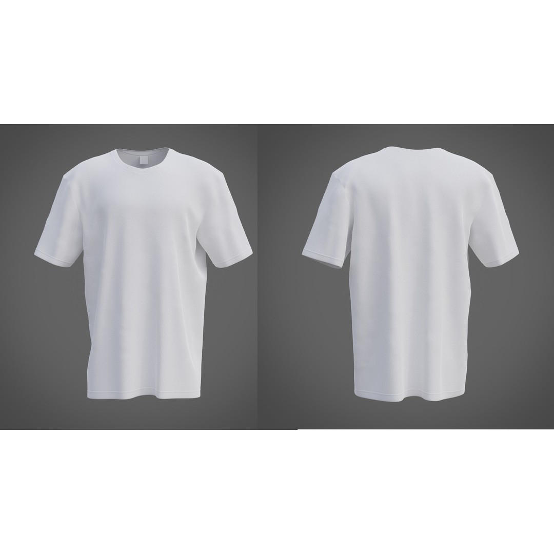 3D Male T-Shirt 3D Model – Realistic Apparel with PBR Textures, Multiple Formats - View 3