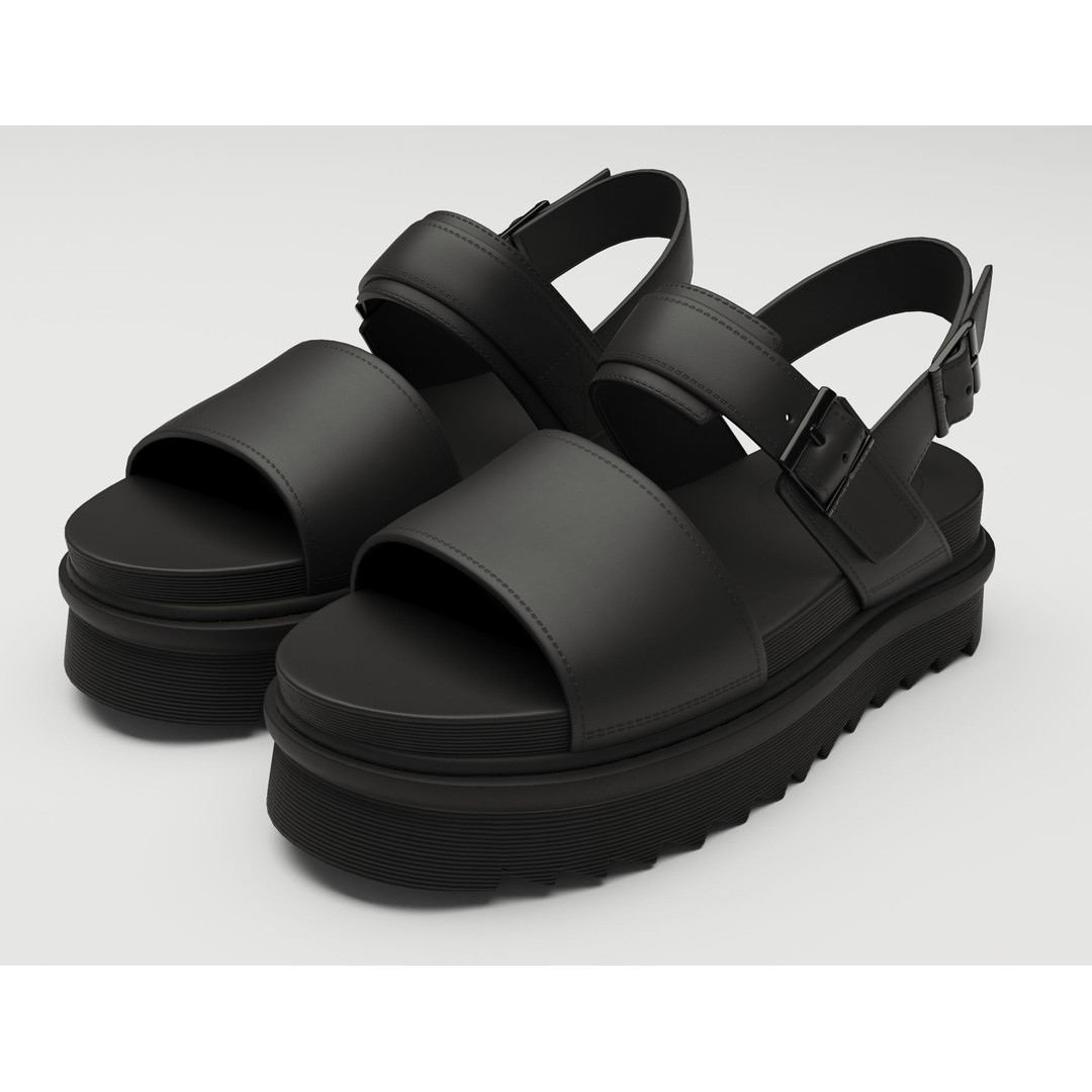 Sandals 3D Model – Low Poly Game Ready Footwear, FBX, Blender - View 10