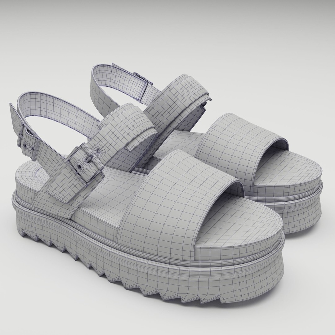 Sandals 3D Model – Low Poly Game Ready Footwear, FBX, Blender - View 12