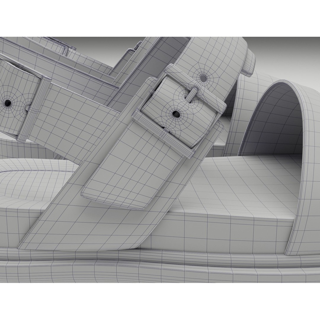 Sandals 3D Model – Low Poly Game Ready Footwear, FBX, Blender - View 14