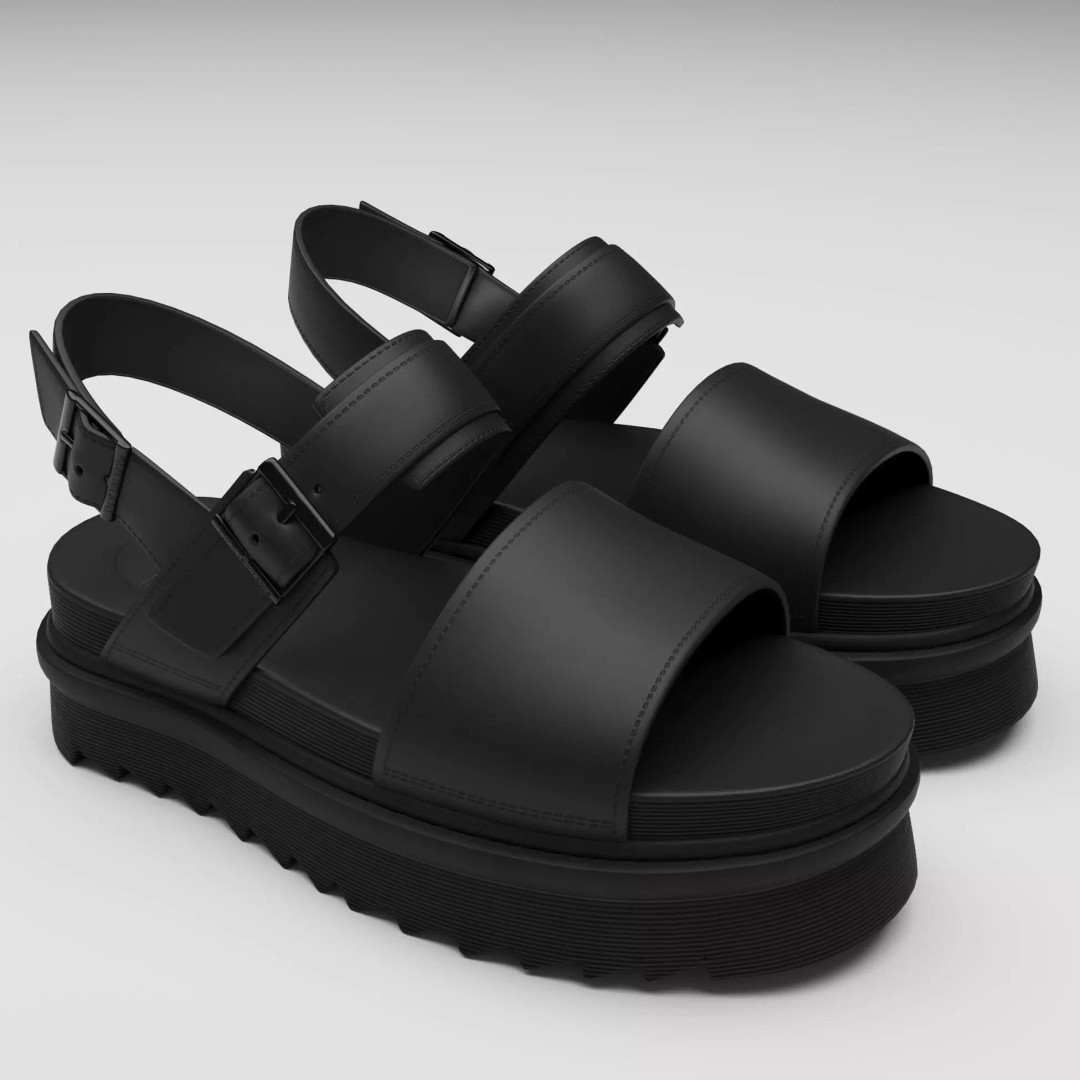Sandals 3D Model – Low Poly Game Ready Footwear, FBX, Blender - View 2