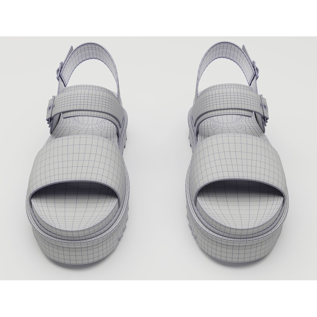 Sandals 3D Model – Low Poly Game Ready Footwear, FBX, Blender - View 20
