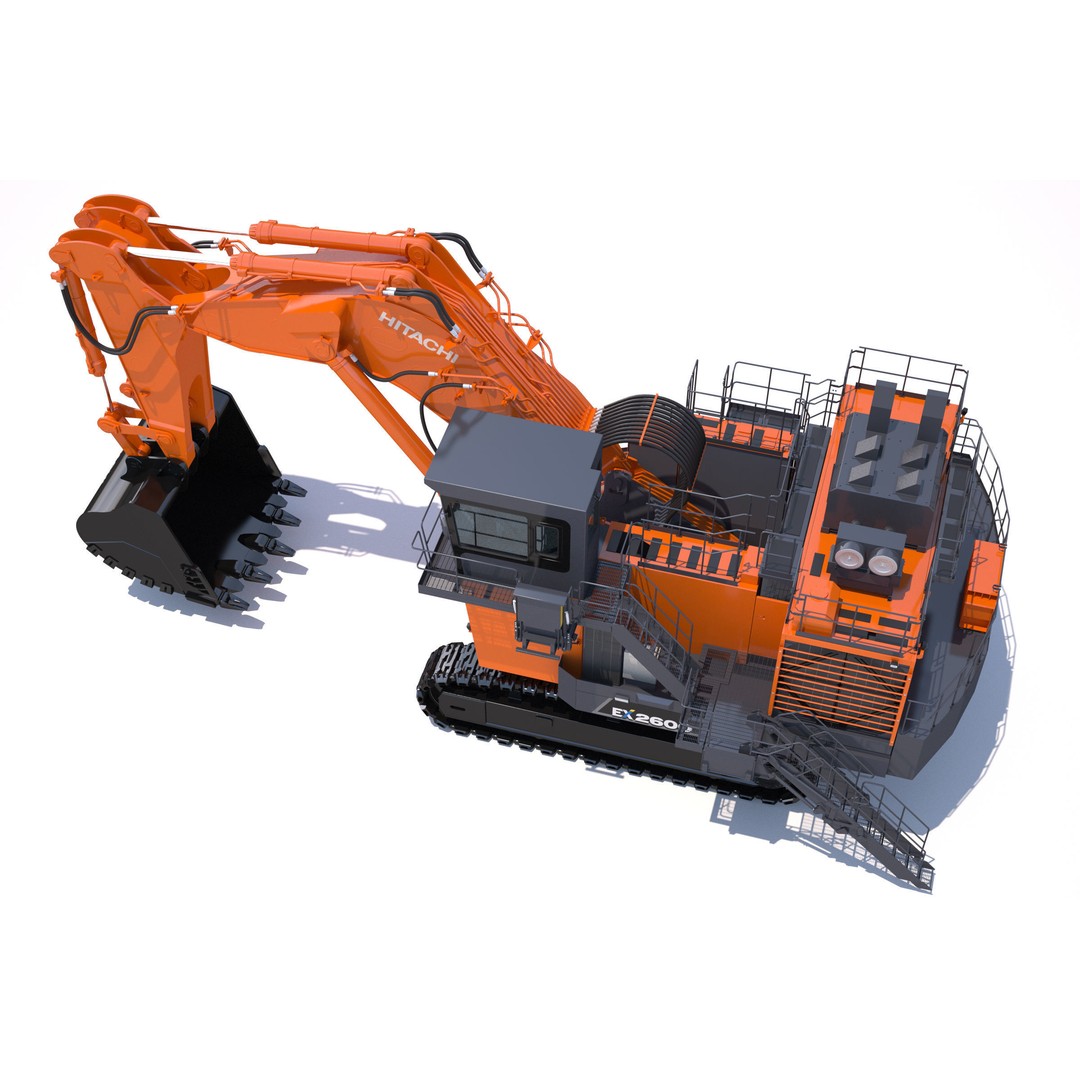 Hitachi EX2600-7 Excavator 3D Model – High Poly Industrial Vehicle, FBX - View 10