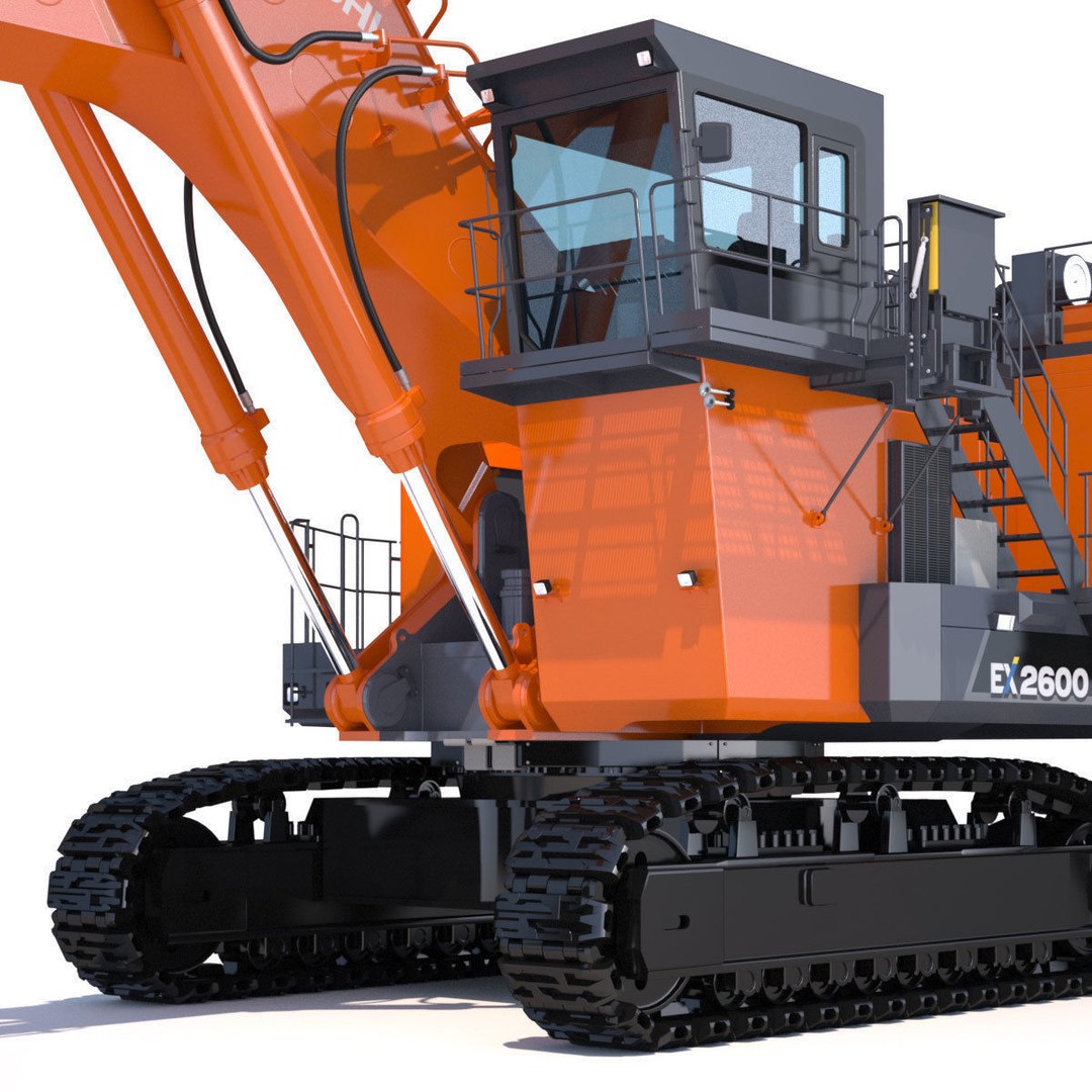 Hitachi EX2600-7 Excavator 3D Model – High Poly Industrial Vehicle, FBX - View 11