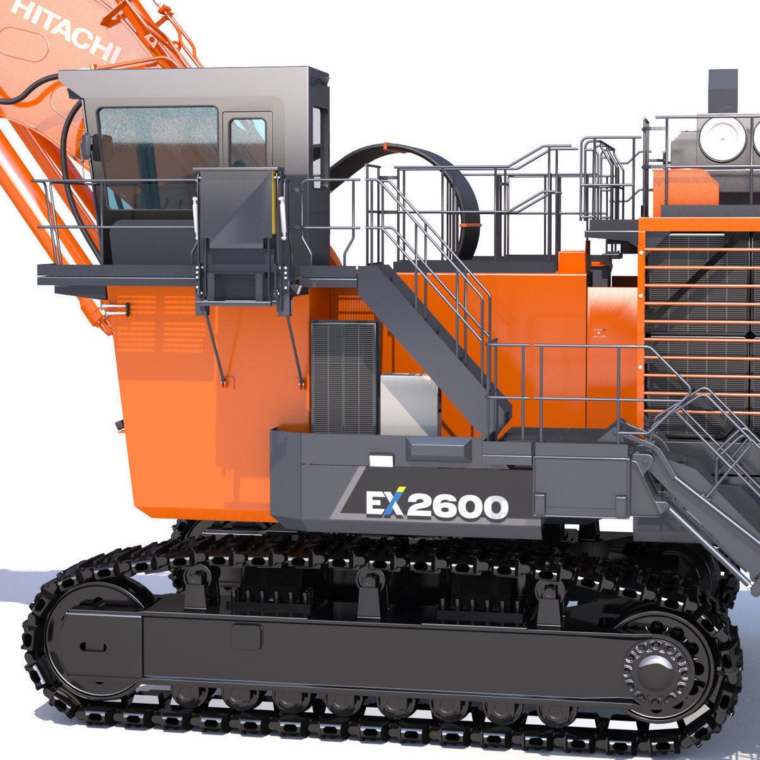 Hitachi EX2600-7 Excavator 3D Model – High Poly Industrial Vehicle, FBX - View 12