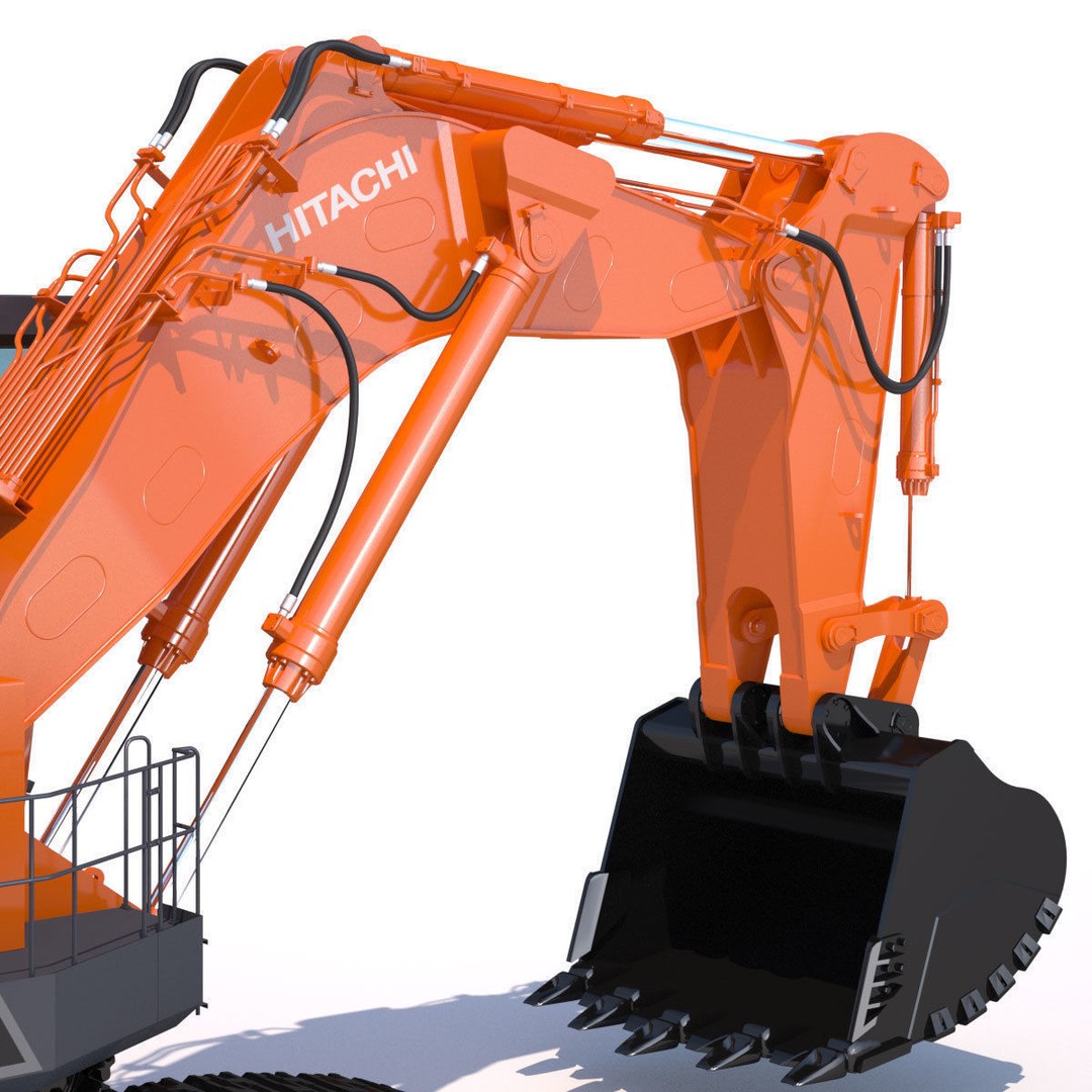 Hitachi EX2600-7 Excavator 3D Model – High Poly Industrial Vehicle, FBX - View 15