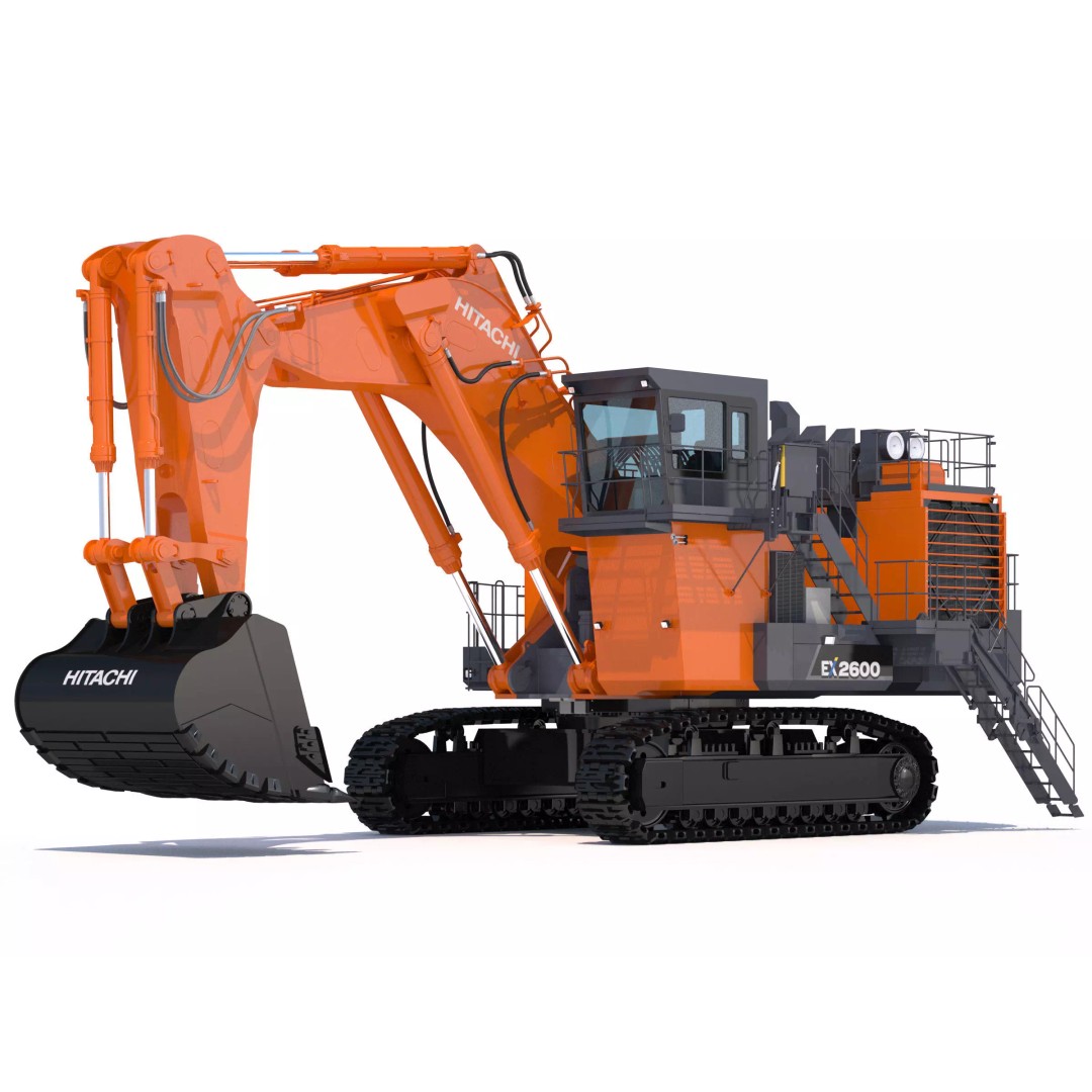 Hitachi EX2600-7 Excavator 3D Model – High Poly Industrial Vehicle, FBX - View 2