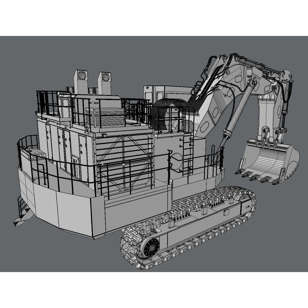 Hitachi EX2600-7 Excavator 3D Model – High Poly Industrial Vehicle, FBX - View 7