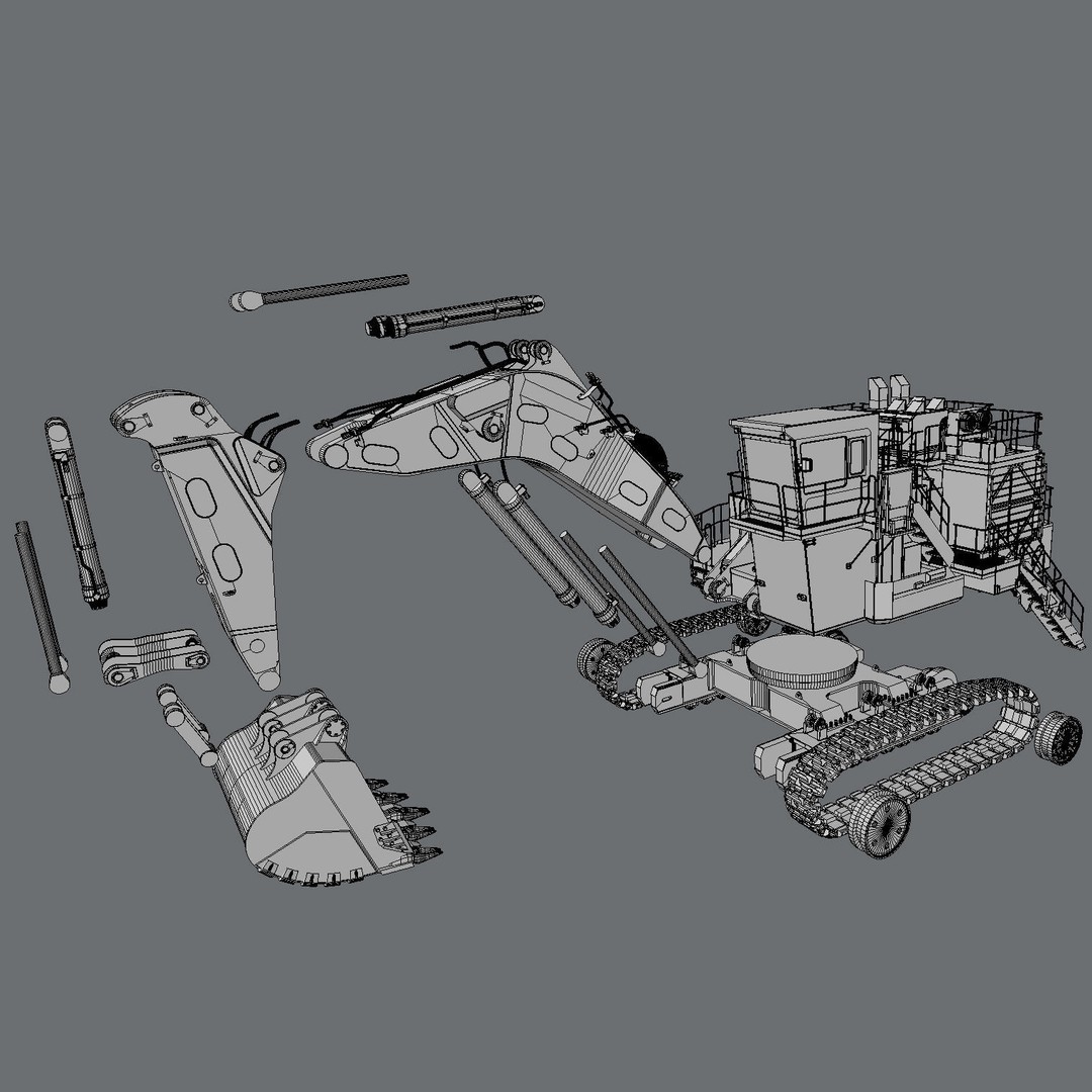 Hitachi EX2600-7 Excavator 3D Model – High Poly Industrial Vehicle, FBX - View 8