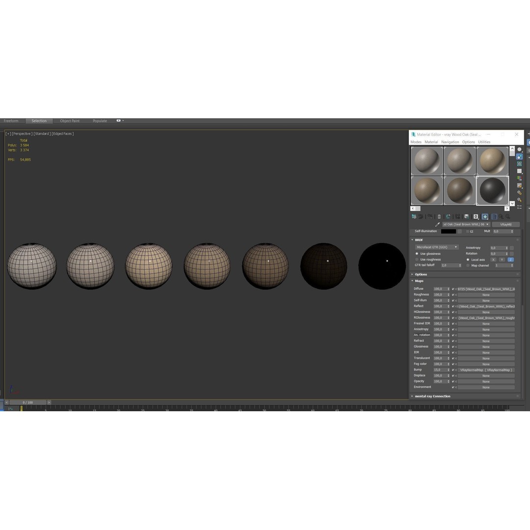 Oak Wood Texture Set 3D Model – 7 Colors, PBR Textures, FBX & OBJ - View 12