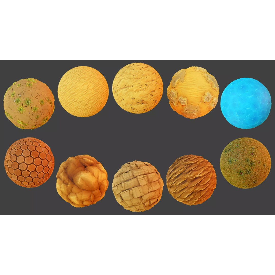 Cartoon Oasis Materials 3D Model – PBR Textures for Natural Environments - View 2