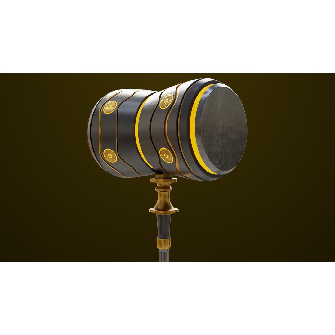 Sci Fi Battle Hammer 3D Model – Low Poly PBR Weapon for Games - View 10