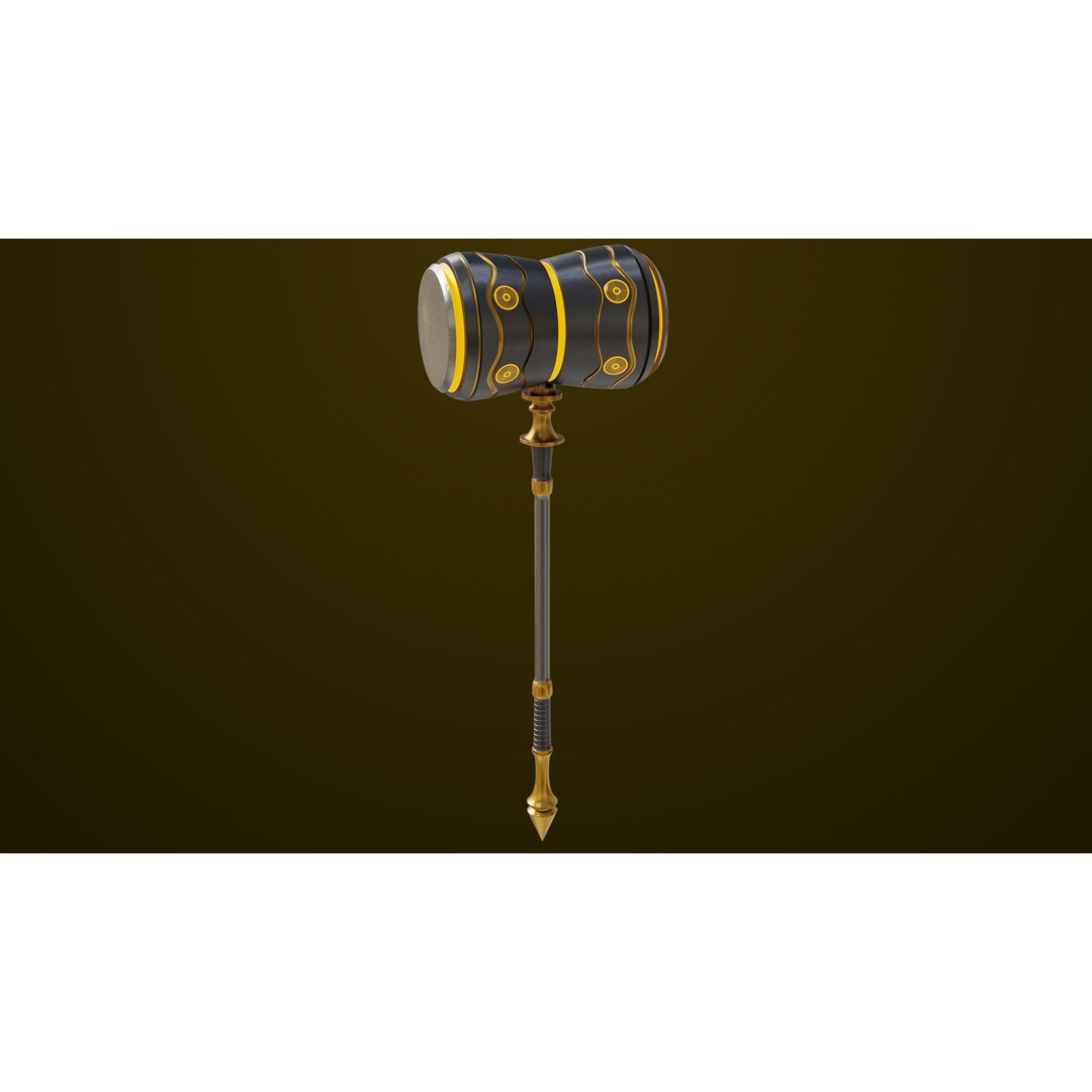 Sci Fi Battle Hammer 3D Model – Low Poly PBR Weapon for Games - View 15