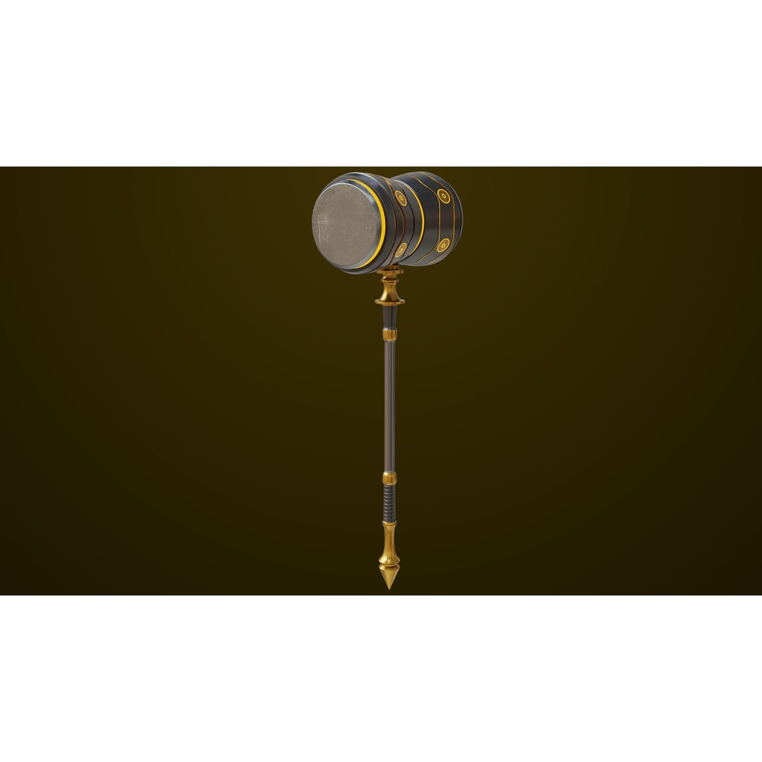 Sci Fi Battle Hammer 3D Model – Low Poly PBR Weapon for Games - View 16