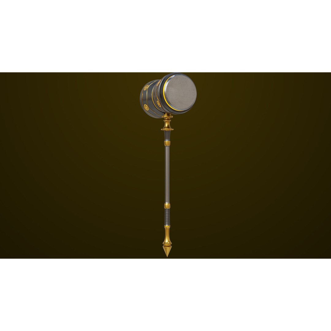 Sci Fi Battle Hammer 3D Model – Low Poly PBR Weapon for Games - View 19