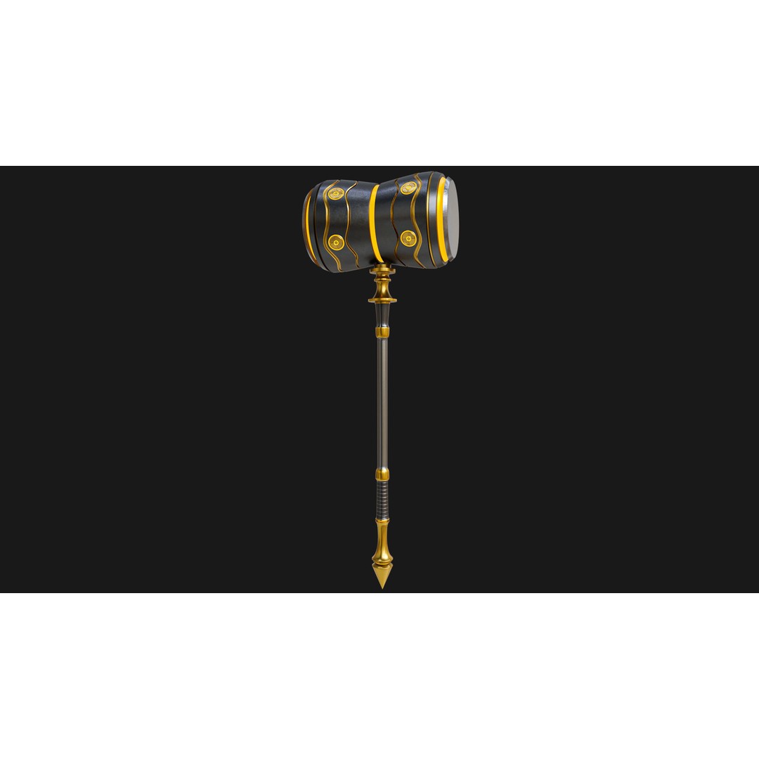 Sci Fi Battle Hammer 3D Model – Low Poly PBR Weapon for Games - View 3