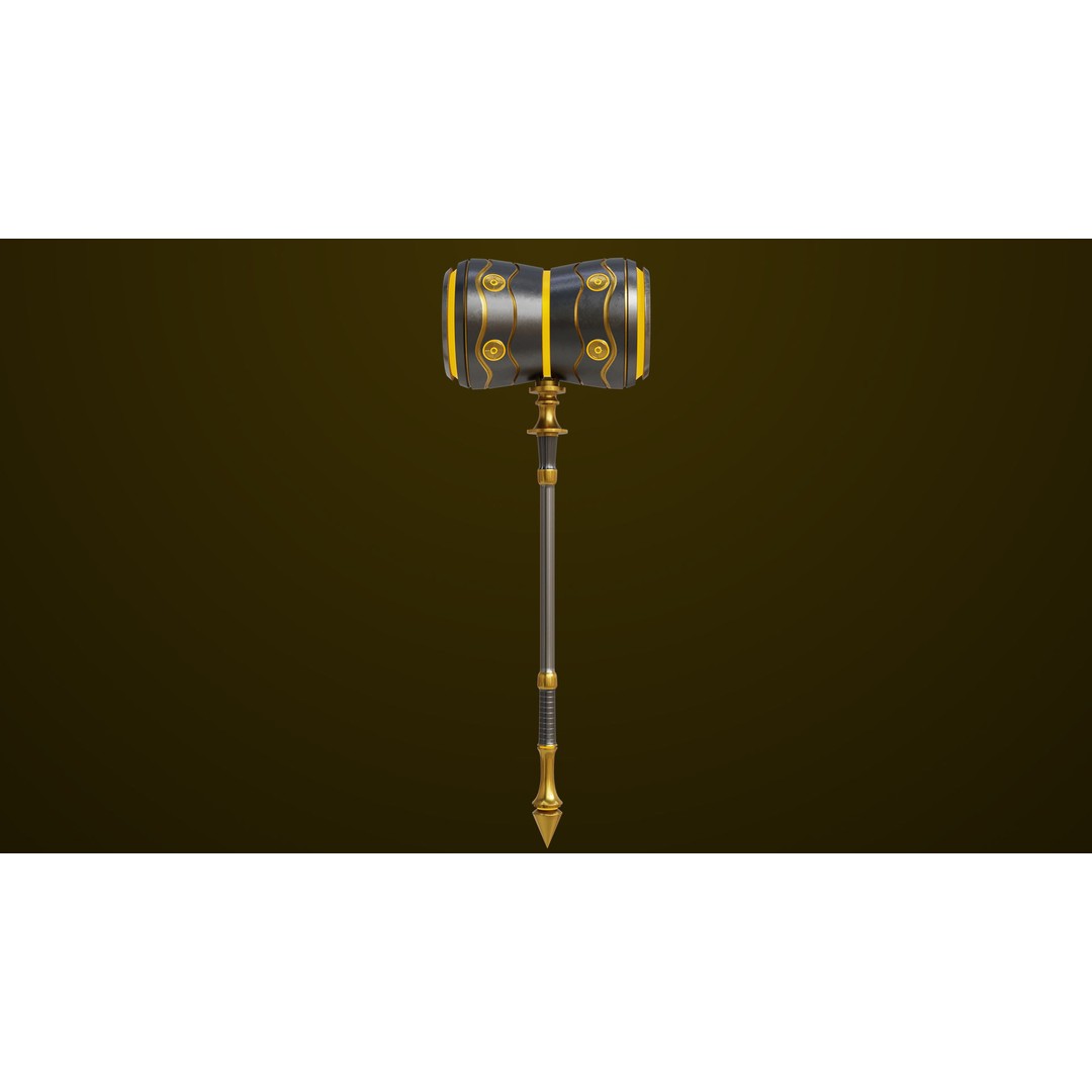 Sci Fi Battle Hammer 3D Model – Low Poly PBR Weapon for Games - View 4