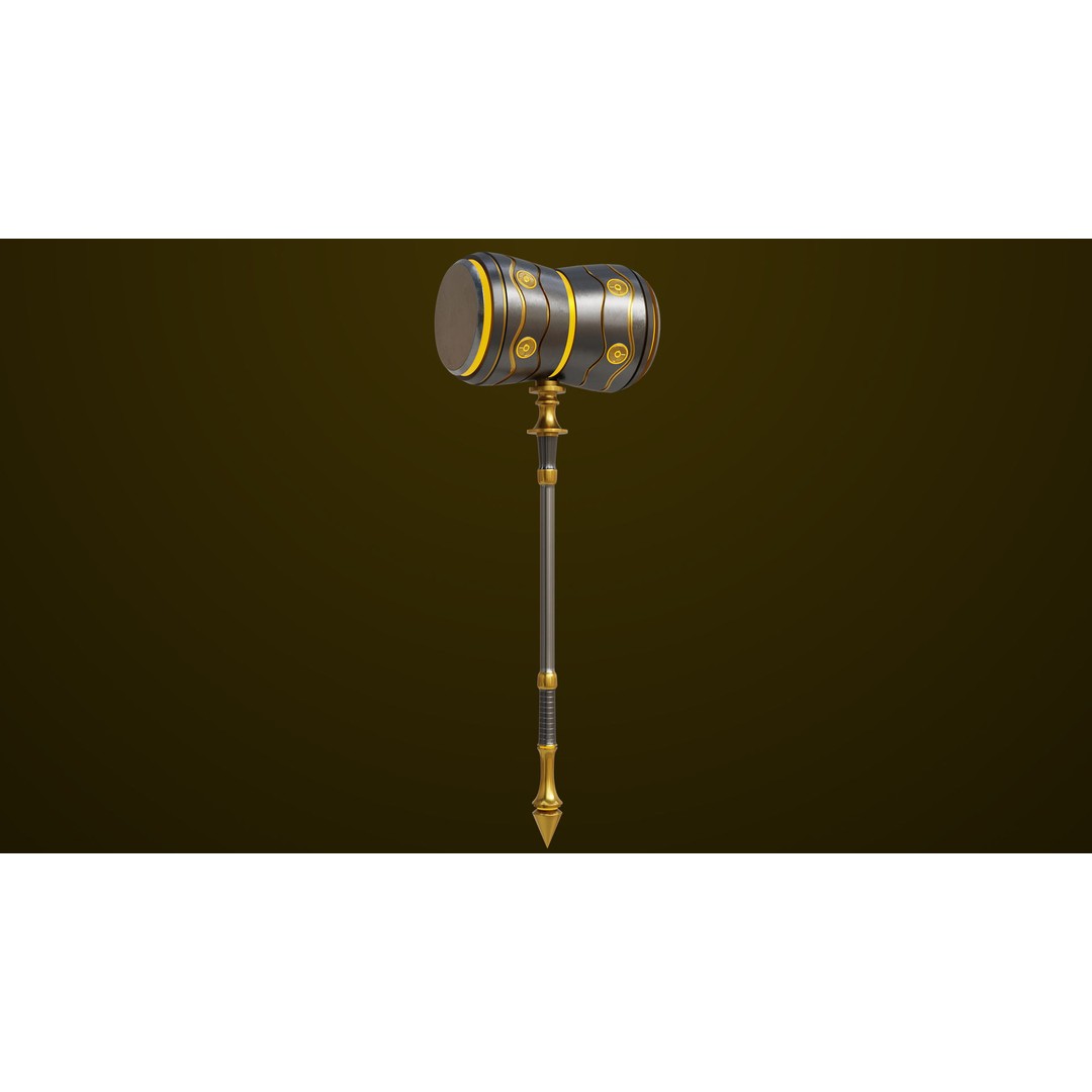 Sci Fi Battle Hammer 3D Model – Low Poly PBR Weapon for Games - View 5