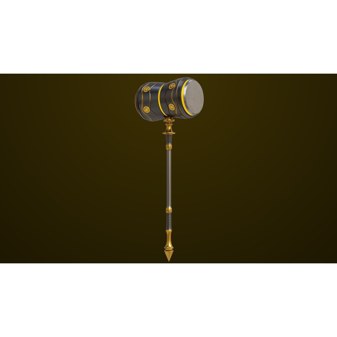 Sci Fi Battle Hammer 3D Model – Low Poly PBR Weapon for Games - View 6