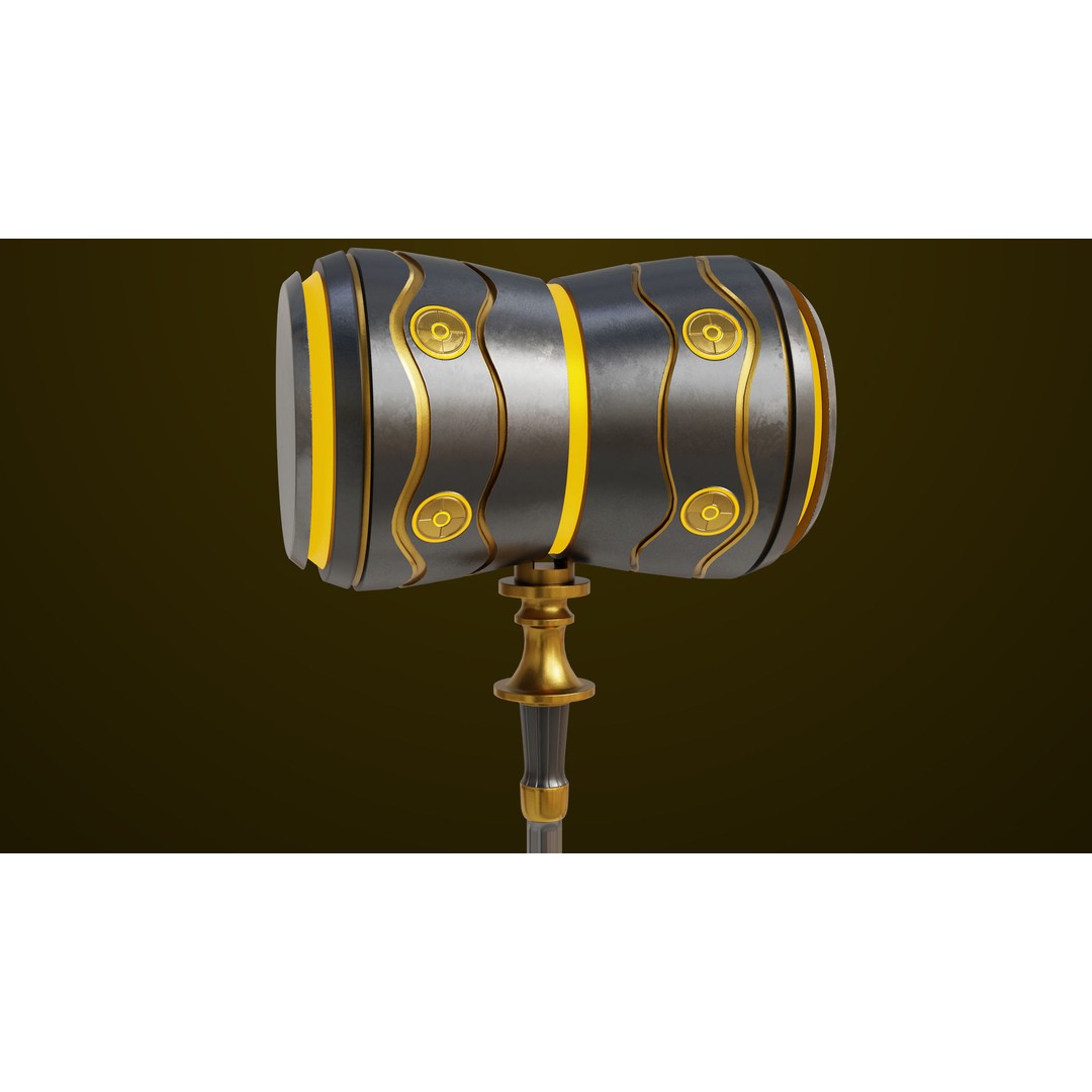 Sci Fi Battle Hammer 3D Model – Low Poly PBR Weapon for Games - View 7