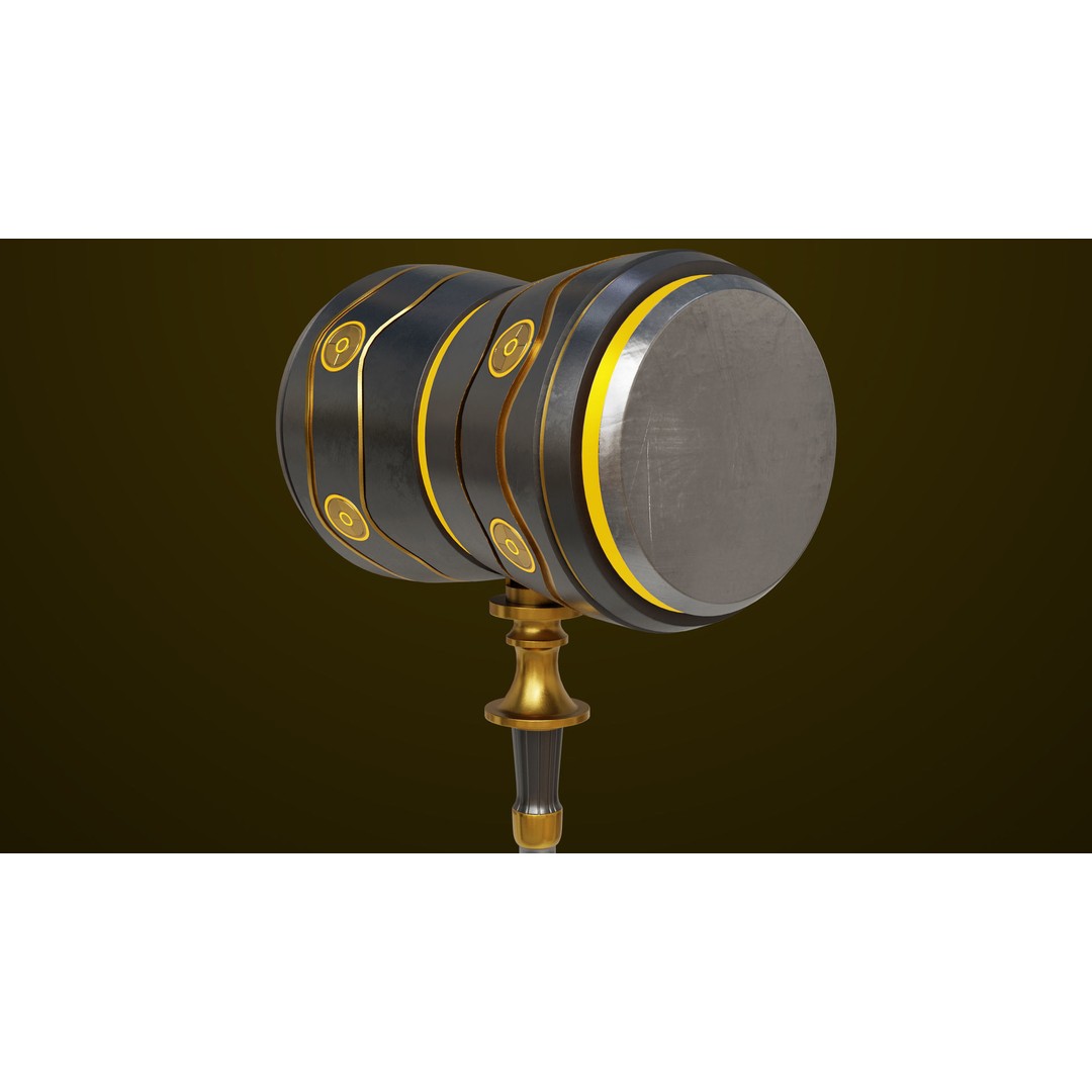 Sci Fi Battle Hammer 3D Model – Low Poly PBR Weapon for Games - View 8