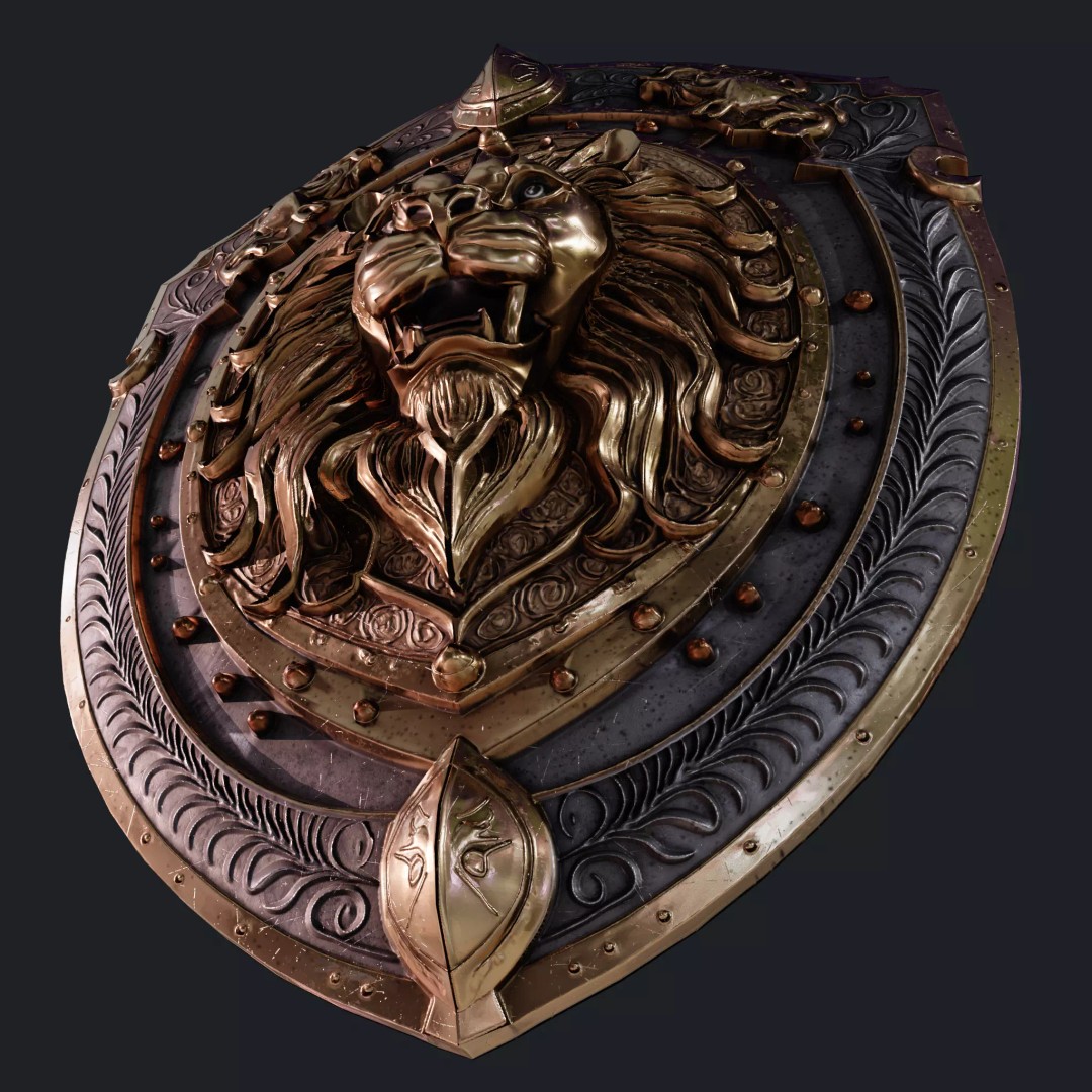 Medieval Knight Shield 3D Model – Low Poly PBR Game Asset, FBX/Blender
