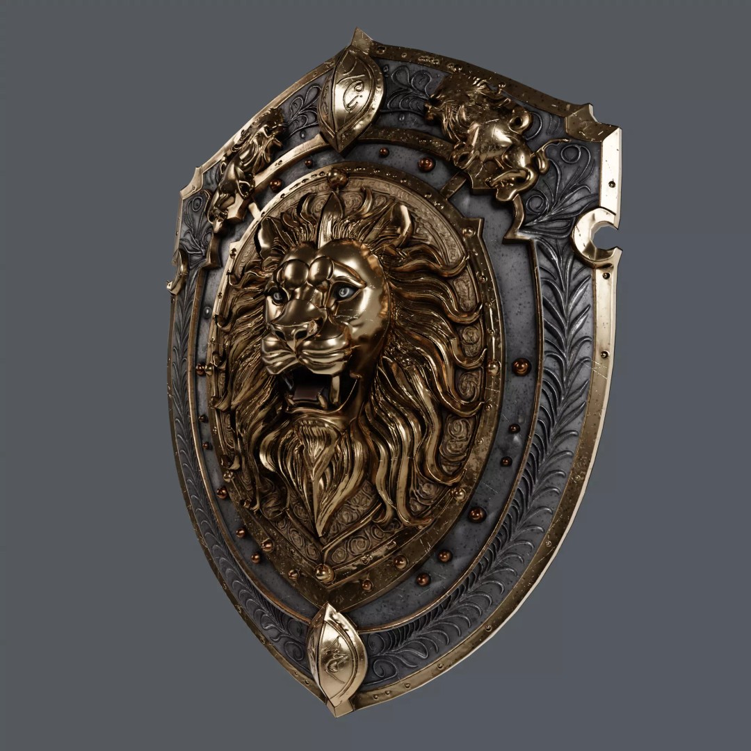 Medieval Knight Shield 3D Model – Low Poly PBR Game Asset, FBX/Blender - View 10