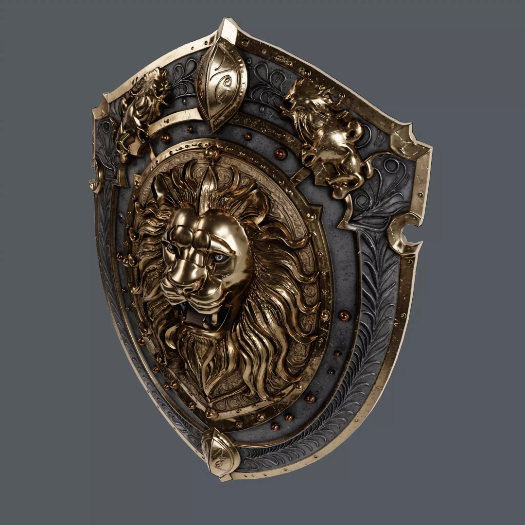Medieval Knight Shield 3D Model – Low Poly PBR Game Asset, FBX/Blender - View 11