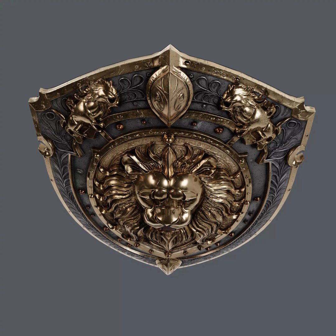 Medieval Knight Shield 3D Model – Low Poly PBR Game Asset, FBX/Blender - View 12
