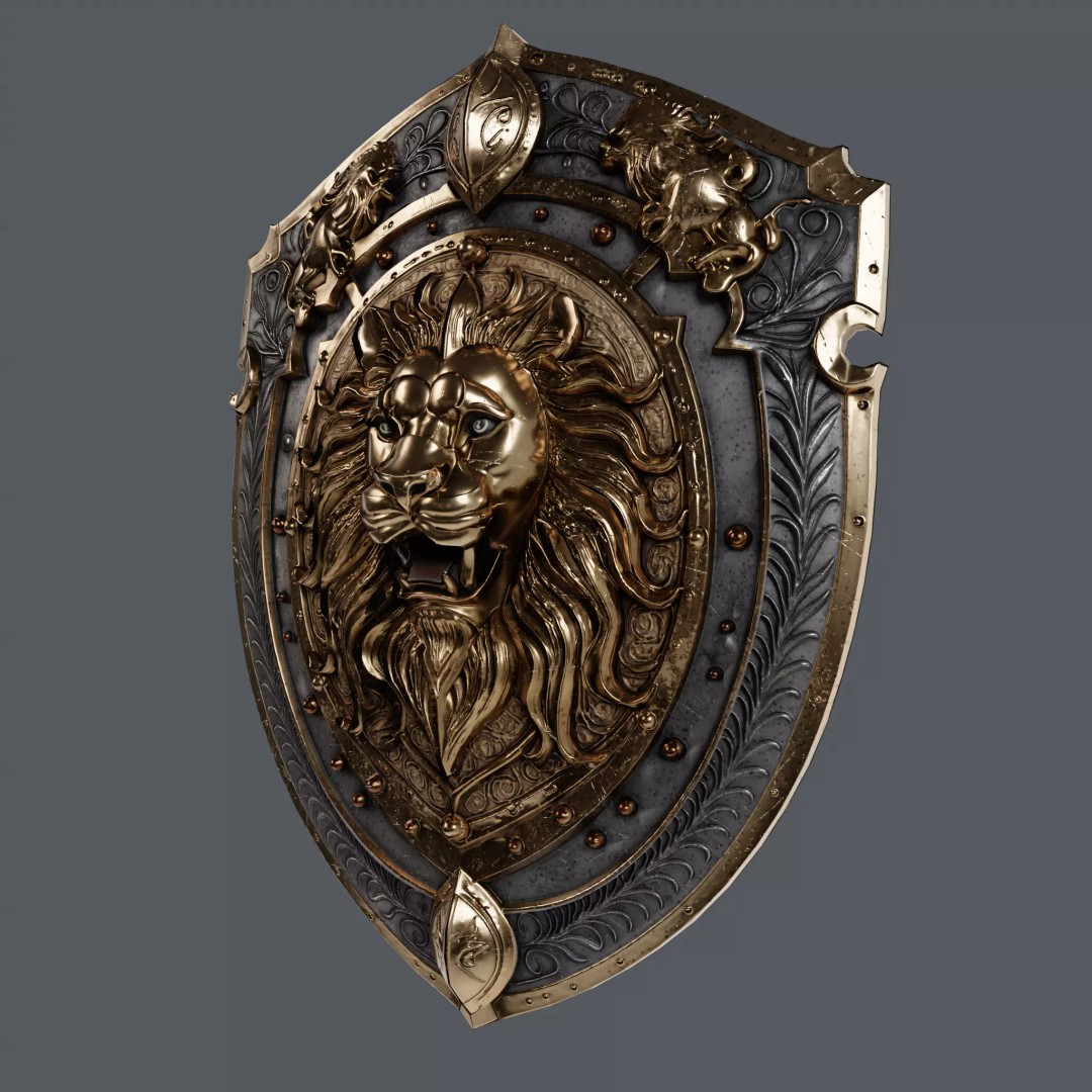Medieval Knight Shield 3D Model – Low Poly PBR Game Asset, FBX/Blender - View 16