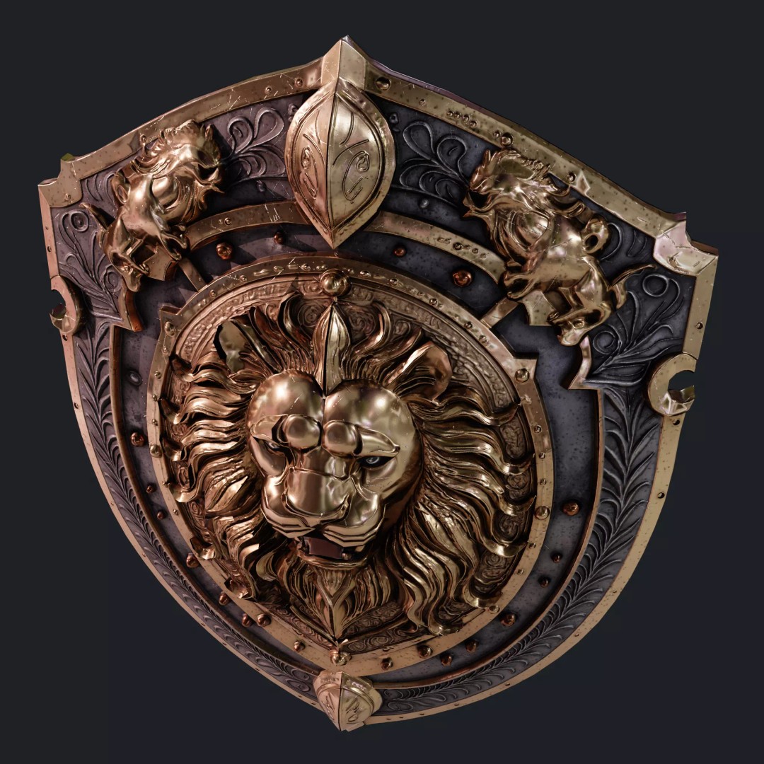Medieval Knight Shield 3D Model – Low Poly PBR Game Asset, FBX/Blender - View 24