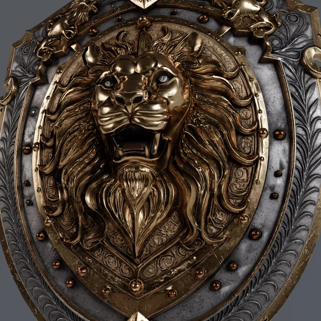 Medieval Knight Shield 3D Model – Low Poly PBR Game Asset, FBX/Blender - View 9