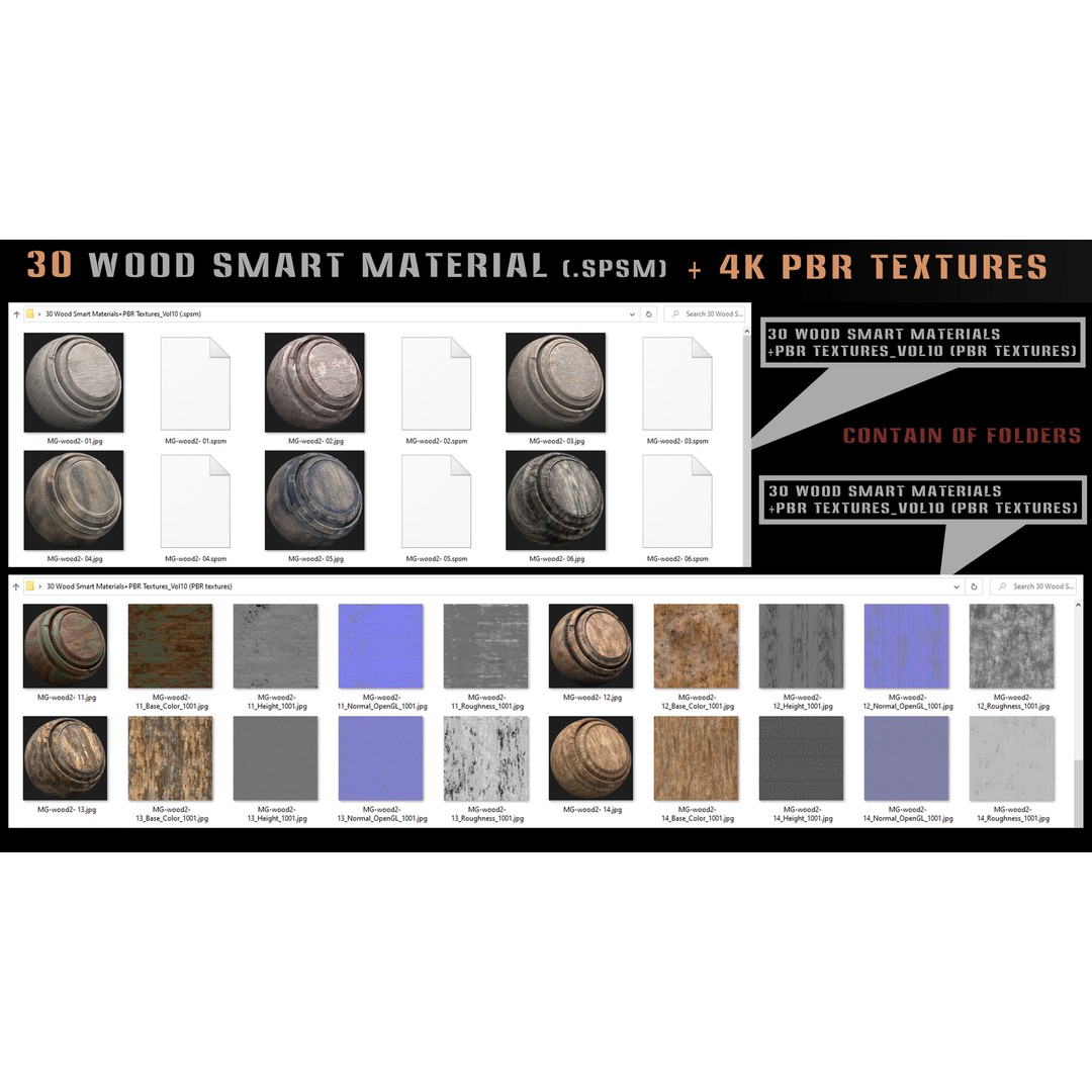 Wood Smart Materials 3D Model – 30 High-Quality PBR Textures, Blender & SPSM