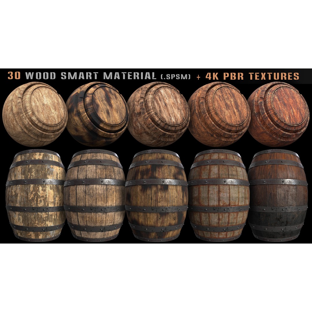 Wood Smart Materials 3D Model – 30 High-Quality PBR Textures, Blender & SPSM - View 4