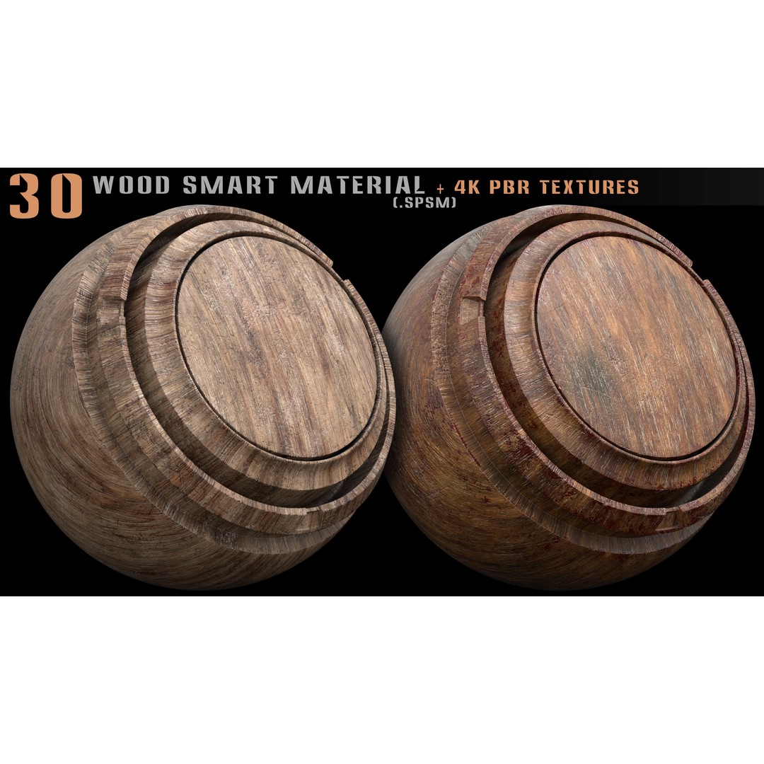 Wood Smart Materials 3D Model – 30 High-Quality PBR Textures, Blender & SPSM - View 6