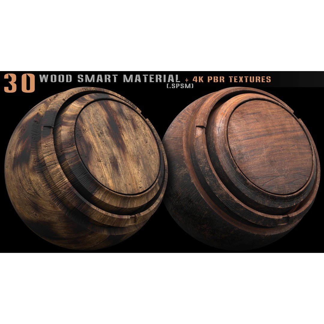 Wood Smart Materials 3D Model – 30 High-Quality PBR Textures, Blender & SPSM - View 7