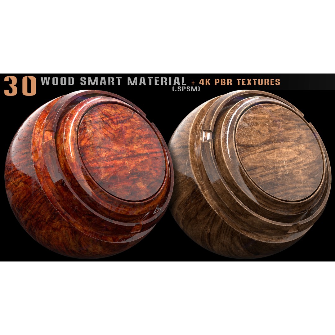 Wood Smart Materials 3D Model – 30 High-Quality PBR Textures, Blender & SPSM - View 8