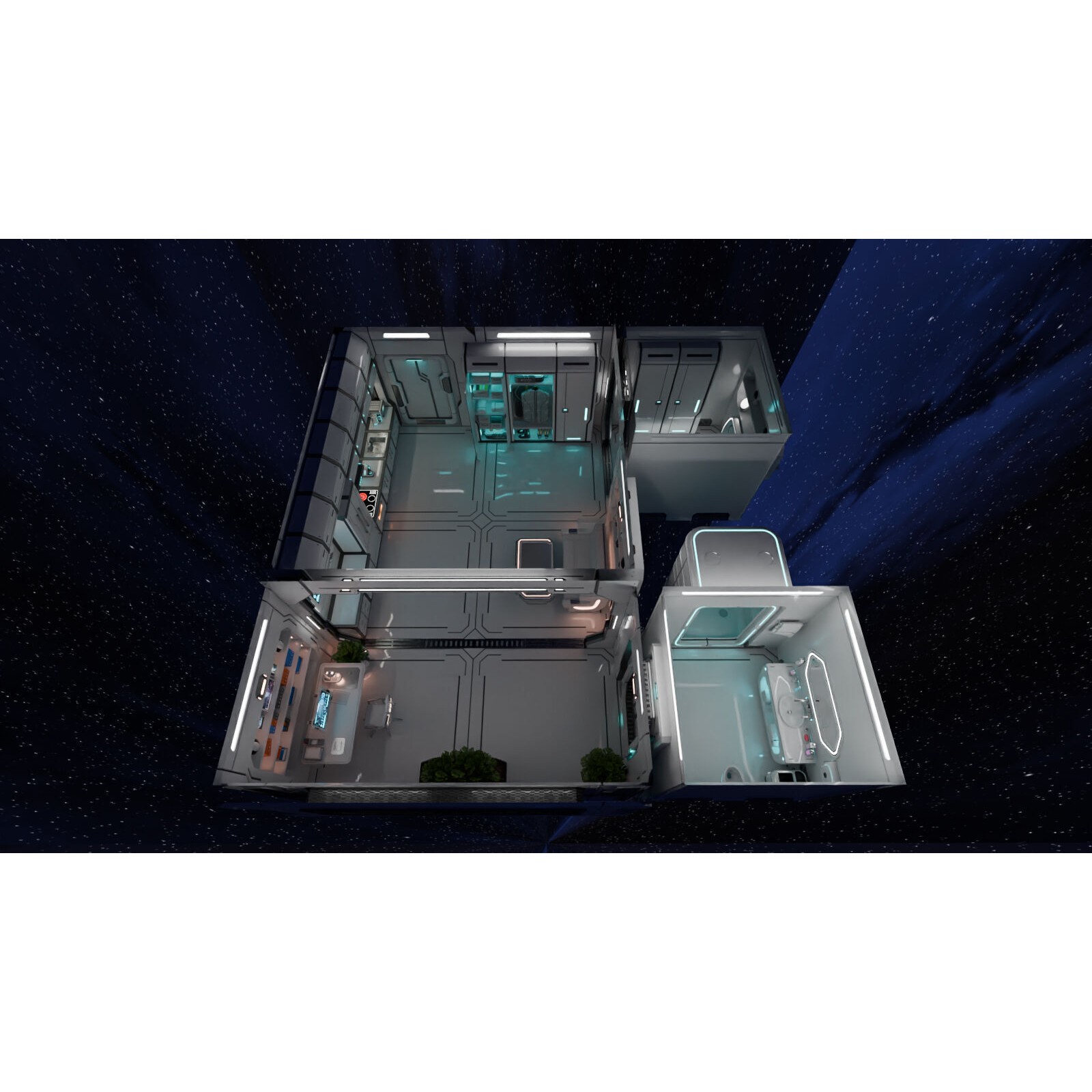 Sci-Fi Apartment Room - Low-Poly Game-Ready 3D Model