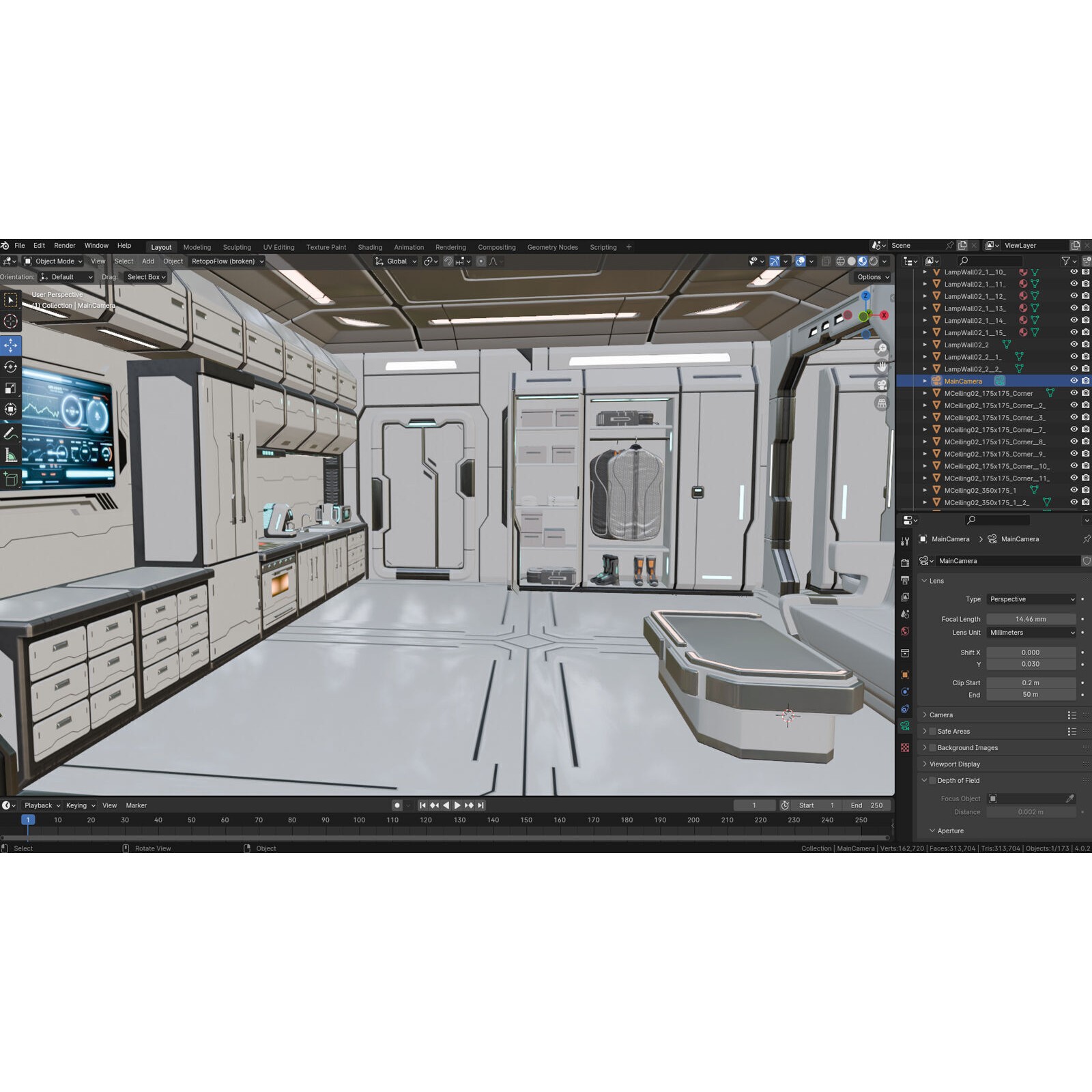 Sci-Fi Apartment Room - Low-Poly Game-Ready 3D Model - View 15